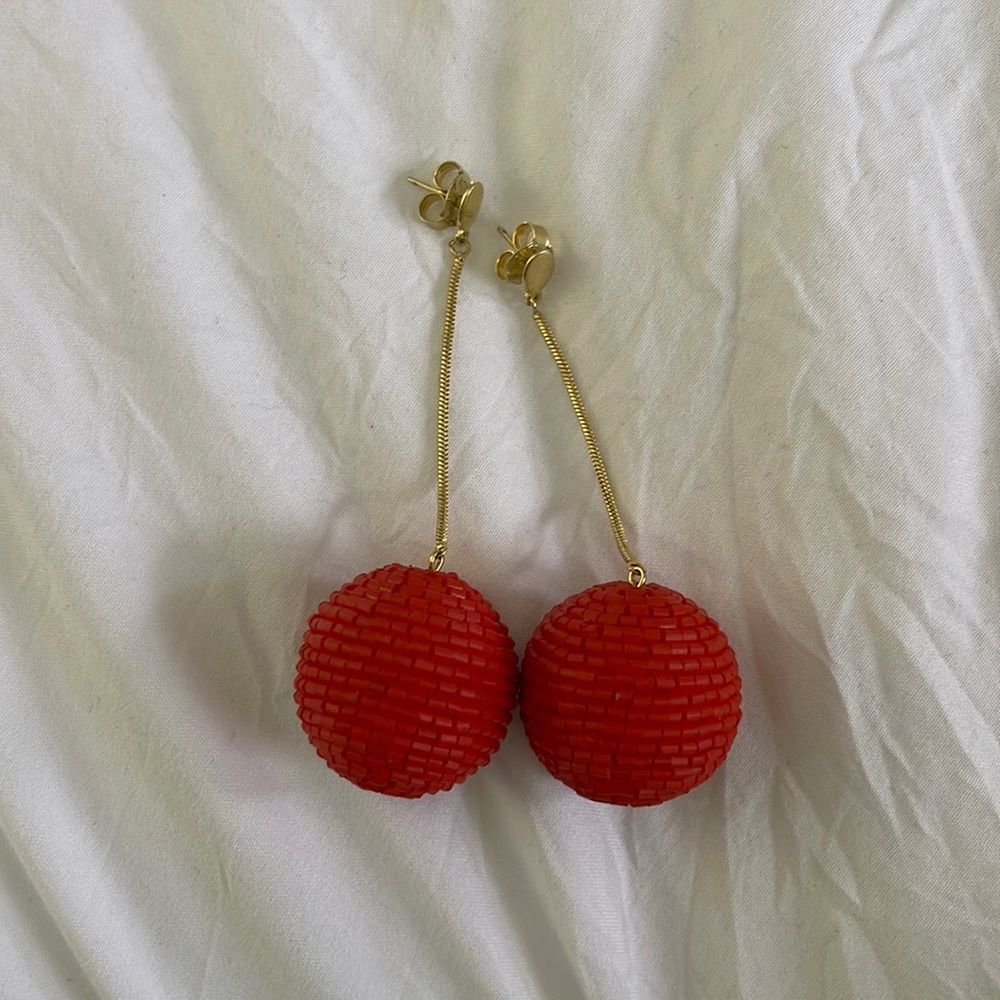 Sheila Fajl Gold & Orange Ball Drop Beaded Earrings